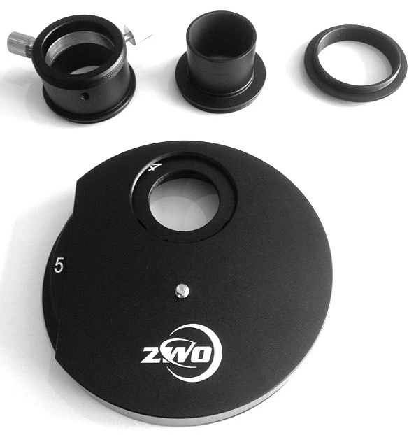 ZWO 5-position Manual Filter Wheel with 1.25'' Eyepiece Holder & Brass Compression Ring